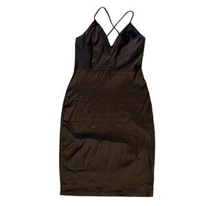 {Fashion House} Fitted Criss Cross Back  midi Slip Dress